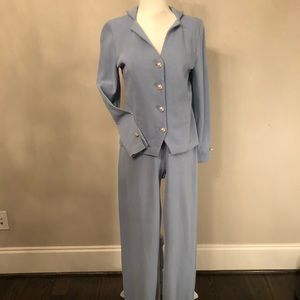 Blue knit pantsuit St. John style size S